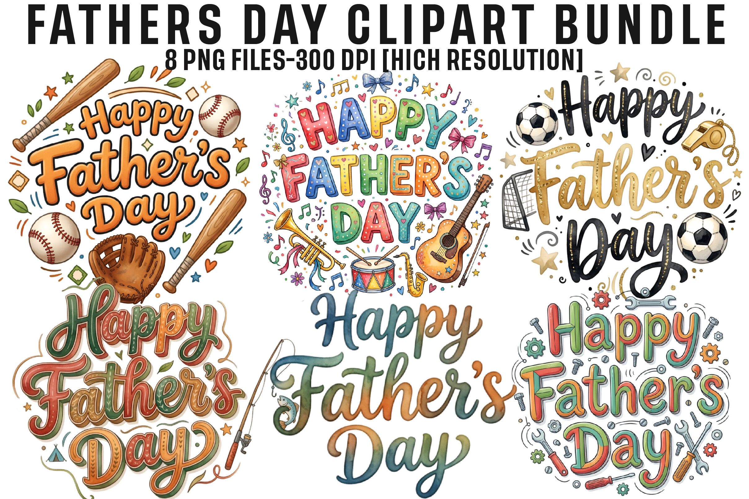 Fathers Day Clipart Bundle